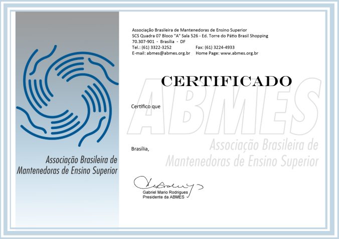 Modelo do certificado de conclusão da ABMES